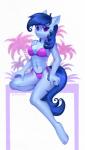 5_fingers abs anthro bikini biped blue_hair breasts cleavage clothed clothing cutie_mark eyebrows eyelashes female fingers hair hooves looking_at_viewer navel palm_tree plant purple_eyes simple_background sitting smile solo swimwear tree two-piece_swimsuit white_background lispp hasbro my_little_pony fan_character raylanda earth_pony equid equine horse mammal pony 2018 absurd_res hi_res portrait signature traditional_media_(artwork)