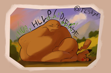 ambiguous_feral ambiguous_gender ambiguous_pred ambiguous_prey anthro anthro_prey ass_up belly belly_on_ground belly_squish big_belly big_butt black_ear_tips black_text bloated blurred_background bodily_noises body_outline border butt calling_for_help cheek_spots churn cloud curved_text digestion digestion_noises dipstick_ears ear_markings evening eyes_closed face_imprint feral feral_pred fully_inside fur glorsh green_text head_on_ground head_tuft huge_belly hyper hyper_belly immobile imprint larger_ambiguous larger_anthro light lightning_tail lying lying_on_ground monotone_arms monotone_belly monotone_butt monotone_legs motion_lines mountain muffled multicolored_ears nature nature_background on_front on_ground onomatopoeia outside plant pointy_ears quadruped resting_on_belly rumbling_stomach shortened_sound_effect shrub side_view size_difference sky sleeping sleeping_pred slosh sloshing_belly smaller_feral smaller_pred soft_vore solo sound_effect_variant sound_effects squish sunset tail text thick_thighs tuft twitter_handle two_tone_ears unseen_prey unwilling_prey vore vowelless vowelless_sound_effect vowelless_vocalization white_border white_text_outline wide_hips yellow_arms yellow_belly yellow_body yellow_butt yellow_face yellow_fur yellow_hands yellow_legs yellow_tail yellow_tuft zzz tcsrjx nintendo pokemon generation_1_pokemon mammal pikachu pokemon_(species) rodent 2025 compression_artifacts digital_media_(artwork) digital_painting_(artwork) english_description english_text full-length_portrait hi_res lighting painting_(artwork) portrait shaded signature soft_shading