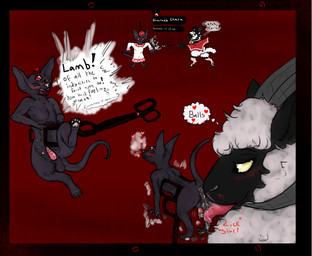 3_eyes ambiguous_gender animal_genitalia animal_penis anthro ball_lick balls belly_nipples black_body black_fur blush bodily_fluids cape clothing dialogue duo feline_genitalia feline_penis fur gameplay_mechanics genitals grey_body grey_skin hairless heart_symbol horn humiliation licking macro male micro motion_lines multi_eye oral penis red_eyes robe saliva sex shaking shrinking size_transformation speech_bubble steamy_breath text thought_bubble throwing tongs tongue tools transformation trembling white_body white_fur white_wool wool_(fur) yellow_eyes welcometaco cult_of_the_lamb kinktober kinktober_2025 massive_monster_(studio) lamb_(cult_of_the_lamb) narinder red_crown_(cult_of_the_lamb) bovid caprine domestic_cat domestic_sheep felid feline felis hairless_cat jacob_sheep mammal sheep sphynx_(cat) 2025 english_text hi_res