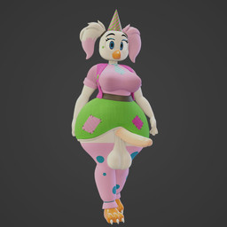 3_toes anthro balls beak belt big_balls big_breasts blue_eyes bottomwear breasts claws clothed clothing crossgender erection feet ftg_crossgender fti_crossgender genitals green_bottomwear green_clothing green_skirt grey_background gynomorph hair hat headgear headwear humanoid_genitalia humanoid_penis intersex legwear long_penis looking_at_viewer non-mammal_balls non-mammal_breasts open_clothing open_topwear open_vest party_hat pattern_clothing pattern_legwear pattern_thigh_highs penis pigtails pink_clothing pink_hair pink_legwear pink_shirt pink_thigh_highs pink_topwear pink_vest saggy_balls shirt simple_background skirt solo spots spotted_clothing spotted_legwear spotted_thigh_highs thick_thighs thigh_highs toes topwear vest white_body wide_hips octal octal_(modeler) five_nights_at_freddy's funko_pop! scottgames circus_chica avian bird chicken galliform phasianid 1:1 3d_(artwork) digital_media_(artwork) full-length_portrait hi_res portrait