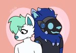 4_ears anthro blue_body blue_eyes blue_fur blue_hair blue_nose blush boop duo female fur green_hair hair highlights_(coloring) kissing machine male male/female multi_ear nose_boop protogen_armor protogen_face protogen_visor romantic romantic_ambiance romantic_couple screen screen_face visor white_body white_fur white_highlights white_tipped_ears snarrl echo_the_protogen kipp_(arctic_fox) arctic_fox canid canine fox mammal protogen true_fox animated