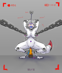 3_toes anal_beads anthro areola bdsm big_areola big_breasts blush bodily_fluids bondage bound breasts chain chained clitoris clitoris_piercing collar crouching cuff_(restraint) cybernetic_limb digitigrade dildo dildo_in_vagina dildo_insertion dildo_sitting egg_vibrator erect_nipples facial_piercing feet female genital_piercing genitals grey_hair hair hands_behind_head leash machine nipple_chain nipple_piercing nipple_ring nipple_ring_pull nipples nose_leash nose_piercing nose_ring nose_ring_pull nude penetration piercing piercing_pull presenting recording restrained restraints ring_piercing rope science_fiction septum_piercing sex_toy sex_toy_in_vagina sex_toy_insertion shackles solo submissive submissive_female toes vaginal vaginal_penetration vibrator vulva vulva_piercing 10ne-v alexa_(10ne-v) canid canine fox living_machine mammal robot absurd_res hi_res
