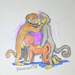 anal anal_penetration anthro ball_gag balls bdsm blindfold blush bodily_fluids bondage bound erection fellatio fur gag gagged genitals group group_sex male male/male male_penetrated male_penetrating male_penetrating_male nude oral penetration penile penis sex simple_background tail threesome trio kaccvcate haplorhine mammal monkey old_world_monkey primate colored hi_res painting_(artwork) traditional_media_(artwork) watercolor_(artwork)