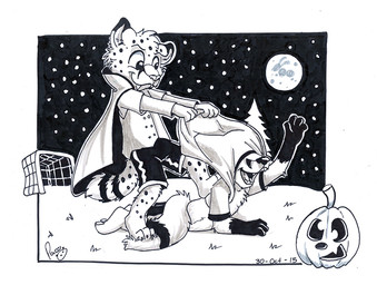 anthro bottomwear cape clothed clothing dipstick_ears duo ear_markings facial_spots fight food fruit glistening glistening_nose logo lying male markings moon multicolored_ears night on_front outside plant playful pumpkin shorts spots spotted_face spotted_legs spotted_markings spotted_tail tail tail_markings topwear vest young young_anthro young_male pandapaco kooky_fox salmy canid canine cheetah felid feline fox mammal 2015 artist_logo dated monochrome signature