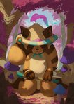 anthro brown_body brown_fur clothing detailed_background eyes_closed flaccid foreskin fur genitals hat headgear headwear humanoid_genitalia humanoid_hands humanoid_penis kemono male outside penis solo handshots league_of_legends riot_games tencent spirit_blossom_teemo teemo_(lol) canid canine mammal raccoon_dog tanuki yordle 2021 absurd_res hi_res