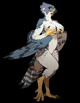 anthro beak big_breasts breasts brown_eyes female hand_on_breast naturally_censored nipple_tuft non-mammal_breasts nude solo standing tuft furikake stoop avian bird falcon falconid peregrine_falcon 2020 alpha_channel