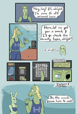anthro breasts clothed clothing dialogue duo ear_piercing female fur hair industrial_piercing machine male open_mouth piercing tail text vending_machine wristband lost_andsafe halcyon_(series) sunflower_(halcyon) walker_(halcyon) equid equine horse lagomorph leporid mammal rabbit 2025 absurd_res comic digital_media_(artwork) english_text hi_res