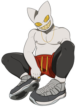 anthro athletic_wear bottomwear chain clothed clothing footwear gold_(metal) gold_chain grey_clothing grey_leggings grey_legwear gym_bottomwear gym_shorts jewelry leggings legwear male male_anthro necklace nipples noseless pointy_ears red_bottomwear red_clothing red_shorts ring sharp_teeth shoes shorts simple_background sitting smile sneakers solo teeth topless topless_anthro topless_male white_background white_body white_skin yellow_eyes yellow_teeth oyasmis miya_(oyasmis) domestic_cat felid feline felis mammal hi_res