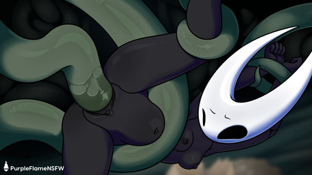abdominal_bulge anthro arms_above_head ballerina_position biped black_body black_nipples black_vulva bodily_fluids breasts cave censored_genitalia censored_nipples censored_vulva female forced forced_spreading genital_fluids genitals green_tentacles hands_behind_head logo narrowed_eyes navel nipples nude nude_anthro nude_female on_one_leg one_leg_up penetration raised_leg rape restrained restrained_arms restrained_by_tentacles restrained_legs sex side_view solo standing tentacle_penetration tentacle_rape tentacle_sex tentacles text vaginal vaginal_fluids vaginal_fluids_on_tentacle vaginal_penetration vulva white_body purpleflamensfw hollow_knight_(franchise) team_cherry hornet_(hollow_knight) arthropod insect 16:9 2025 absurd_res artist_logo artist_name censored digital_drawing_(artwork) digital_media_(artwork) hi_res mosaic_censorship widescreen