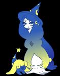 alternate_color black_eyes blonde_hair blue_hair clothing duo female hair hat headgear headwear level_difference long_hair moon open_mouth simple_background star transparent_background wizard_hat anonymous_artist nintendo pokemon generation_8_pokemon hatenna hatterene humanoid pokemon_(species) waddling_head 2019 alpha_channel