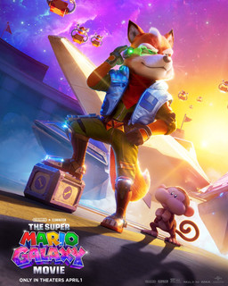 anthro black_nose boots clothed clothed_anthro clothed_male clothing duo fingerless_gloves flight_suit footwear fur gloves handwear humanoid_hands male movie_poster multicolored_body multicolored_fur orange_body orange_fur shoes smile space spacecraft text topwear two_tone_body two_tone_fur vehicle vest whiskers white_body white_fur unknown_artist illumination_entertainment nintendo star_fox the_super_mario_galaxy_movie fox_mccloud ukiki canid canine fox haplorhine mammal monkey primate 2026 3d_(artwork) 4:5 colored copyright_name dated detailed digital_media_(artwork) english_text hi_res official_art promotional_material