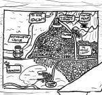black_and_white castle english_text ficficponyfic lake map monochrome text town zero_pictured