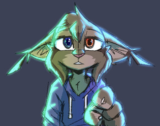 ambiguous_gender anthro blue_eyes brown_body brown_fur clothed clothed_ambiguous clothed_anthro clothing ears_down fur gesture hand_gesture heterochromia hoodie looking_at_viewer orange_eyes pink_nose pivoted_ears pointing pointing_at_viewer simple_background solo topwear theblueberrycarrots marc_(theblueberrycarrots) felid feline lynx mammal digital_drawing_(artwork) digital_media_(artwork) male_(lore)