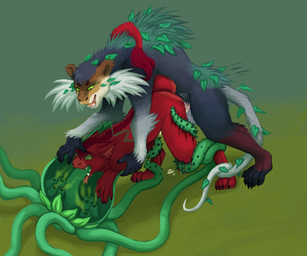 all_fours andromorph anthro blood bodily_fluids cum cum_inside doggystyle duo forced from_behind_position genital_fluids genitals hypnosis internal intersex male mind_control nude oral pheromones plant plant_tentacles prehensile_tail rape restrained sex tail tentacles thorns vaginal vines devilenby ares_(devilenby) demon haplorhine mammal monkey monster primate alternate_version_at_source digital_media_(artwork)