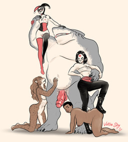 4_fingers 4_toes age_difference all_fours anthro areola arm_support arm_tattoo balls bare_shoulders belly bent_arm bent_leg big_balls big_belly big_breasts big_butt big_penis biped black_boots black_bottomwear black_claws black_clothing black_domino_mask black_eyebrows black_eyemask black_eyes black_eyewear black_footwear black_gloves black_hair black_handwear black_legwear black_mask black_pants black_shoes black_spots black_tattoo black_thigh_highs blush blush_stickers blushing_profusely boots bottomwear breast_size_difference breasts brown_areola brown_body brown_breasts brown_claws brown_ears brown_hair brown_nipples brown_nose brown_skin butt chest_wraps claws clothed clothed_female clothed_human clothing corset countershade_arms countershade_face countershade_feet countershade_legs countershade_neck countershade_torso countershading curvy_figure dark_hair dominant dominant_female domino_mask empty_eyes erect_nipples erection extended_arms eyebrows eyelashes eyemask eyes_closed eyewear feet female female/female female_anthro female_human fin finger_claws fingers fool's_hat footwear foreskin forward_arm_support fur genitals gills glans glistening glistening_boots glistening_clothing glistening_footwear glistening_genitalia glistening_hair glistening_lips glistening_penis glistening_shoes gloves grey_body grey_fin grin group gums hair hand_on_another's_belly hand_on_another's_head hand_on_another's_hip hand_on_another's_shoulder hand_on_belly hand_on_head hand_on_hip hand_on_own_hip hand_on_shoulder handwear happy harem harlequin hat head_turned headgear headwear heart_after_text heart_symbol humanoid_feet humanoid_hands innie_vulva interspecies kneeling larger_anthro larger_male legwear light_body light_hair light_skin lingerie lips long_hair long_legs looking_at_another looking_at_viewer looking_up looking_up_at_another male male/female male_anthro markings mask mature_female mature_human medium_breasts midriff monotone_background monotone_balls monotone_body monotone_genitals monotone_hair monotone_penis monotone_skin moobs mostly_nude mostly_nude_female mostly_nude_human mouth_closed multicolored_body multicolored_clothing multicolored_corset multicolored_hat multicolored_headgear multicolored_headwear multicolored_jester's_hat multicolored_lingerie navel nipple_outline nipples nude nude_anthro nude_female nude_human nude_male obese obese_anthro obese_male older_female overweight overweight_anthro overweight_male pale_skin pants penis pink_areola pink_balls pink_blush pink_glans pink_lips pink_nipples pink_penis pink_vulva plantigrade red_clothing red_gloves red_handwear red_heart red_legwear red_sash red_text red_thigh_highs retracted_foreskin sash shadow sharp_teeth shoes short_hair simple_background sitting sitting_on_another sitting_on_arm size_difference smaller_female smaller_human smile smiling_at_another spots spotted_arms spotted_body spotted_fur spotted_legs spotted_neck standing step_pose stepping_on_another straight_leg straight_legs submissive submissive_female surrounded tan_background tattoo teeth text text_with_heart thick_penis thick_thighs thigh_highs three-quarter_view toe_claws toes topwear two_tone_body two_tone_clothing two_tone_corset two_tone_hat two_tone_headgear two_tone_headwear two_tone_jester's_hat two_tone_lingerie underbust_corset vulva white_body white_breasts white_countershading white_eyes white_sclera white_skin wraps younger_female votivesky batman_(series) dc_comics suicide_squad amanda_waller cheetah_(dc) harley_quinn katana_(dc) king_shark cheetah felid feline fish human mammal marine shark 2025 artist_name digital_drawing_(artwork) digital_media_(artwork) hi_res