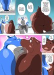 ?! after_transformation anthro big_breasts big_butt breast_expansion breast_squish breasts breasts_frottage butt comic common_hippopotamus dialogue duo english_text expansion female female/female gillpanda hi_res hippopotamid huge_breasts hyper hyper_breasts kiss_on_lips kissing mammal obese overweight speech_bubble squish surprise_kiss text wide_hips