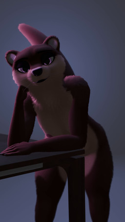 anthro breasts female furniture inviting looking_at_viewer nipples nude presenting purple_eyes rim_light shortstack simple_background small_breasts smile smiling_at_viewer smirk smirking_at_viewer solo table wide_hips pilvi_animations maxnoward_(modeler) mammal mustelid otter 3d_(artwork) 3d_animation 9:16 animated digital_media_(artwork) hi_res no_sound short_playtime webm