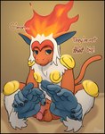 anthro balls big_feet black_border blue_body blue_eyes blue_skin border brown_background dialogue feet fire flaccid flaming_hair foot_focus fur genitals hair hand_feet holding_feet humanoid_genitalia humanoid_penis looking_at_viewer male orange_body orange_fur penis prehensile_feet pseudo_hair simple_background sitting sitting_on_ground snaggle_tooth solo toes white_body white_fur white_hair akins nintendo pokemon generation_4_pokemon haplorhine infernape mammal monkey pokemon_(species) primate absurd_res digital_drawing_(artwork) digital_media_(artwork) hi_res signature