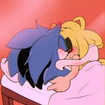 5_fingers anthro bed blue_body blue_fur blush cuddling duo eyes_closed female fingers fur fur_markings furniture green_body green_fur hug lying male male/female markings multicolored_body multicolored_fur on_side romantic romantic_couple sleeping buttermoth idw_publishing sega sonic_the_hedgehog_(comics) sonic_the_hedgehog_(idw) sonic_the_hedgehog_(series) sonic_the_hedgehog surge_the_tenrec afrosoricid eulipotyphlan hedgehog mammal tenrec 1:1 2023 hi_res