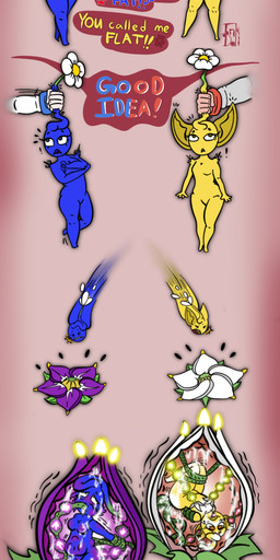 argument big_breasts blush bound breasts dripping duo female flat_chested flower forced grabbed plant plant_pred plant_vore slightly_chubby stuffed_mouth text throwing transformation translucent vore inkdoll nintendo pikmin blue_pikmin elemental_creature flora_fauna humanoid pikmin_(species) purple_pikmin white_pikmin yellow_pikmin absurd_res english_text hi_res