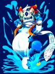 ambiguous_gender belly big_belly blue_eyes kemono navel slightly_chubby solo split_form water noriburu bandai_namco tales_of_(series) tales_of_rebirth shaorune canid canine canis hybrid mammal marine merfolk wolf 3:4 absurd_res hi_res