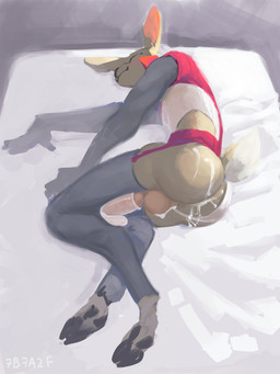 anthro backsack balls bed biped blush bodily_fluids butt catch_condom clothed clothed_anthro clothed_male clothing cloven_hooves condom cum cum_on_butt eyes_closed furniture genital_fluids genitals hooves humanoid_hands legwear lying lying_on_bed male male_anthro on_bed on_side penis perineum scut_tail sexual_barrier_device short_tail simple_background solo tail text thigh_highs unguligrade wearing_condom 7b7a2f deer mammal 2024 3:4 absurd_res artist_name digital_media_(artwork) digital_painting_(artwork) hi_res painting_(artwork)