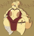 anthro areola bandage bandaged_hand bandaged_leg big_breasts blade breasts brown_areola brown_nipples female huge_breasts huge_thighs ninja nipples overweight overweight_anthro overweight_female red_eyes solo tail thick_thighs warrior lilfatpepper nintendo pokemon kurata_(void_dew) generation_1_pokemon ninetales pokemon_(species) hi_res