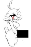 anthro big_ears censored_genitalia female fur genitals hair holding_penis penis short_hair side_view solo tail white_body white_fur beasheep7 shalp_sheep_(beasheep7) bovid caprine mammal sheep censored hi_res sketch trans_(lore) trans_woman_(lore)