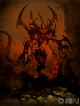 4_arms ambiguous_gender fire glowing glowing_eyes hell multi_arm multi_limb red_body red_skin solo tail unknown_artist blizzard_entertainment diablo diablo_3 prime_evil_diablo demon distracting_watermark hi_res watermark