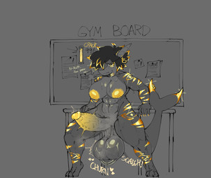 5_fingers abs anthro areola balls big_balls big_breasts big_penis biped black_eyes black_text bodily_fluids breasts breath dialogue ear_piercing ear_ring ellipsis erection exclamation_point eyebrows eyelashes fingers genital_piercing genitals glans golden_markings gynomorph hair heart_symbol huge_balls huge_penis humanoid_genitalia humanoid_penis intersex markings nails nude open_mouth penis piercing pupils ring_piercing solo sound_effects standing sweat sweatdrop tail text vein veiny_penis white_sclera yellow_areola yellow_pupils cofficremer aurea_(aureasharky) aquatic fish shark 2025 absurd_res english_text hi_res