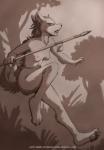 anthro breasts casual_nudity day detailed_background female grass holding_melee_weapon holding_object holding_polearm holding_spear holding_weapon melee_weapon nipples nude outside plant polearm sky solo spear teeth text tree tribal weapon conditional_dnp jay_naylor rayka_(jay_naylor) canid canine mammal 2019 digital_media_(artwork) hi_res url