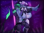 ahegao amputee anal anal_penetration animal_genitalia animal_penis anthro anus areola balls big_areola big_balls big_nipples big_penis bioluminescence blue_body blue_fur blue_hair blush clothing clothing_aside crypto_velzoid(bonestheskelebunny01) disability duo equine_genitalia equine_penis eyeshadow fishnet_clothing fishnet_legwear floppy_ears forked_tongue fur genitals glowing green_hair grin hair holding_up_other_character legwear leotard leotard_aside looking_pleasured machine makeup male male/male male_penetrated male_penetrating male_penetrating_male money muscular nipples pawpads penetration penis pole puffy_anus rabbit_ears sex smile stinger straps stripper_pole tail tongue white_body white_fur bonestheskelebunny01 mythology ace_(kamex) arachnid arthropod bovid caprine dragon goat mammal mythological_creature mythological_scalie robot scalie scorpion hi_res