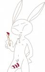 anthro brush erection fur genitals hand_on_hip male nipples nude paintbrush penis simple_background solo tongue tongue_out white_background the_weaver cain_(weaver) lagomorph leporid mammal rabbit sketch