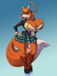 anthro big_breasts bottomwear breasts cleavage clothed clothing female furgonomics huge_breasts nipple_outline skirt solo tail tail_through_skirt thick_thighs wide_hips spiralingstaircase canid canine fox mammal 3:4 digital_media_(artwork) hi_res