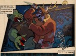anthro blood bodily_fluids male rot text vintage forfun2 canid canine canis deer mammal murid murine rat rodent undead wolf zombie absurd_res comic english_text hi_res