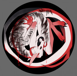 anthro black_background black_blood black_nails black_tongue blood blood_on_body bodily_fluids colored_blood colored_nails grey_background horn long_ears long_tail long_tongue nails red_back red_eyes red_hands red_horn red_legs scar self-harm simple_background solo tail tongue unusual_blood unusual_bodily_fluids white_back skwerna_timido skwerna demon lizard reptile scalie snake succubus hi_res