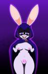 anthro big_breasts breasts buckteeth clothed clothing female flashing fur genitals hair heart_eyes heart_symbol innie_pussy looking_at_viewer mind_control nipples open_mouth partially_clothed pubic_tattoo purple_hair pussy robe simple_background solo tattoo teeth white_body white_fur inversecalamity cartoon_network dc_comics teen_titans teen_titans_(television_series) bunny_raven raven_(dc) lagomorph leporid mammal rabbit 2018 absurd_res hi_res