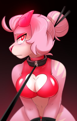 4_fingers anthro breasts cleavage_cutout clothed clothing collar cutout eyelashes female fingers glowing glowing_eyes glowing_horn hair horn leash leash_pull leather legwear long_ears long_hair panties ponytail simple_background sitting solo submissive submissive_female thigh_highs tight_clothing topwear underwear nokasdungeon mythology shirt_cut_meme noka_(nokasdungeon) canid canine canis domestic_dog dragon felid hybrid lion mammal mythological_creature mythological_scalie pantherine poodle scalie hi_res meme