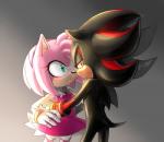 anthro clothing dress duo female gloves green_eyes handwear male red_clothing red_dress red_eyes thin_thighs di-dash sega sonic_the_hedgehog_(series) amy_rose shadow_the_hedgehog eulipotyphlan hedgehog mammal hi_res signature