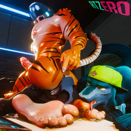 anthro arched_soles armor big_butt big_feet big_muscles big_pecs big_penis butt claws dominant dominant_male erection feet foot_fetish foot_focus foot_lick foot_play forked_tongue genitals gesture group hand_gesture headgear helmet humanoid_feet licking looking_back male male/male muscular muscular_male nude_male pecs penis plantigrade pointing pointing_down punishment sharp_teeth space_helmet submissive submissive_male teeth toe_claws tongue tongue_out trio rtzero petruz_(modeler) halo_(series) microsoft xbox_game_studios clayton_(rtzero) cobalt_(rtzero) griff_(rtzero) lizard_(petruz) wolf_(petruz) bengal_tiger canid canine canis felid lizard mammal pantherine reptile scalie tiger wolf 3d_(artwork) digital_media_(artwork) hi_res