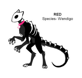 bone bone_mask collar female feral mask pink_collar red_eyes simple_background skull solo spine white_background redxfur model_sheet