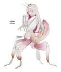 antennae_(anatomy) arthropod_abdomen bangs black_eyes black_text breasts exoskeleton eyelashes featureless_breasts female female_taur hair head_turned humanoid_face long_hair looking_at_viewer monster_girl_(genre) mouth_closed multicolored_body multicolored_exoskeleton pink_body pink_exoskeleton quadruped side_view simple_background solo text white_antennae white_background white_body white_exoskeleton white_eyelashes white_hair yellow_body yellow_exoskeleton sparrowl arthropod arthropod_taur flower_mantis insect insect_taur mantis mantis_taur orchid_mantis taur 2024 english_text hi_res korean_text