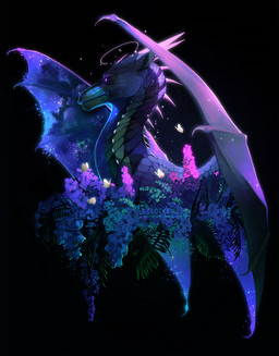 ambiguous_gender black_background blue_body blue_scales claws cosmic_wings feral flower group horn membrane_(anatomy) membranous_wings plant purple_body purple_eyes purple_scales scales simple_background sitting solo_focus wing_claws wings clockbirds european_mythology mythology ambient_arthropod ambient_butterfly ambient_flier ambient_insect arthropod butterfly dragon insect lepidopteran mythological_creature mythological_scalie scalie western_dragon 2017 digital_media_(artwork) purple_theme
