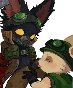 anthro anthro_on_anthro armor black_body black_fur blush bodily_fluids bottomwear clothed clothed_sex clothing duo empty_eyes erection eyes_closed eyewear eyewear_on_head foreskin foreskin_play fur genital_fluids genitals goggles goggles_on_head headgear helmet humanoid_genitalia humanoid_penis jacket licking looking_at_genitalia looking_at_own_penis looking_at_penis looking_at_self male male/male open_bottomwear open_clothing open_jacket open_pants open_topwear oral pants partially_clothed penile penis penis_lick precum sex simple_background tongue tongue_in_foreskin tongue_out topwear white_background yellow_eyes ggs_ovo league_of_legends riot_games tencent omega_squad_veigar teemo_(lol) veigar yordle hi_res