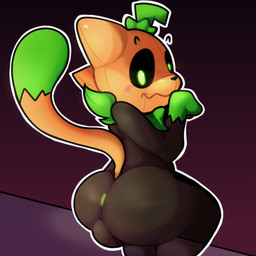 anthro backsack balls big_butt butt for_a_head genitals male pumpkin_head shortstack shortstack_male sitting solo axiscatt pumkat felid feline mammal object_head 1:1 2024 hi_res