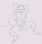 abs anthro balls biceps biped claws dragon erection fangs flexing genitals gingertail hands_behind_head horn licking licking_lips licking_own_lips male muscular muscular_anthro muscular_male mythological_creature mythological_scalie mythology nipples nude pecs penis pose scales scalie self_lick sitting sketch solo tail teeth toe_claws tongue tongue_out vein