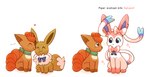 bow_ribbon cuddling duo evolution evolution_(transformation) female feral growth kerchief neckerchief simple_background size_difference surprise text transformation white_background aimer_arts nintendo pokemon pokemon_mystery_dungeon spike_chunsoft clementine_the_vulpix_(aimer_arts) piper_the_eevee_(aimer_arts) eevee eeveelution generation_1_pokemon generation_6_pokemon pokemon_(species) sylveon vulpix hi_res