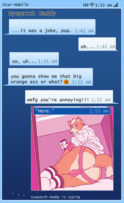 anthro anus anus_only blush bulge butt cellphone claws clothing countershading electronics footwear fur holding_object jacket jockstrap legwear looking_back lying male on_side orange_body orange_fur phone photo pink_clothing pink_jockstrap pink_underwear presenting presenting_hindquarters rear_view sending_nudes smartphone socks solo text texting topwear underwear captain_nikko nintendo star_fox fox_mccloud wolf_o'donnell canid canine fox mammal 2019 absurd_res english_text hi_res