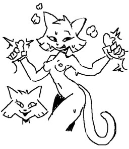 anthro female group handjob penile sex solo_focus trio stu_(artist) cat_(stu) domestic_cat felid feline felis mammal aliasing digital_media_(artwork) monochrome sketch