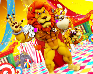 anthro blue_sclera brown_body brown_eyes brown_fur brown_nose brown_spots chest_tuft duo eyeshadow female fur gesture holding_partner jewelry makeup male mane markings multicolored_body multicolored_fur muscular muscular_anthro muscular_male necklace open_mouth purple_eyes purple_eyeshadow red_mane spots spotted_body spotted_fur tuft waving white_body white_fur wide_hips yellow_body yellow_fur yellow_sclera malicekira kirby_(series) kirby_and_the_forgotten_land nintendo clawroline leongar felid leopard lion mammal pantherine 2023 3d_(artwork) 5:4 digital_media_(artwork) hi_res mikumikudance_(artwork)